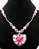 Chunky Pink Heart and Swarovski Crystal Necklace