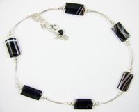 Black Onyx & Sterling Silver Tube Necklace