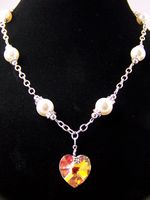 Swarovski Heart Crystal and Pearl Elegant Necklace