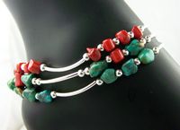 Coral, Turquoise and Coral, and Turquoise Anklets