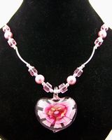 Chunky Pink Heart and Swarovski Crystal Necklace