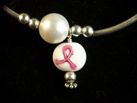 Breast Cancer Awareness Pearl Bracelet with Charm