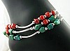 Coral, Turquoise and Coral, and Turquoise Anklets